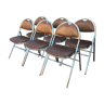 Set de 6 chaises pliantes acier et similicuir 70’s