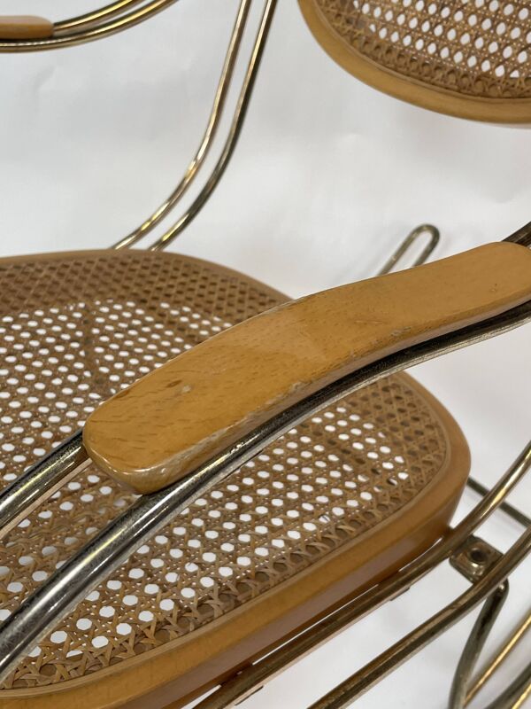 Rocking chair vintage en laiton et bois courbé 1970