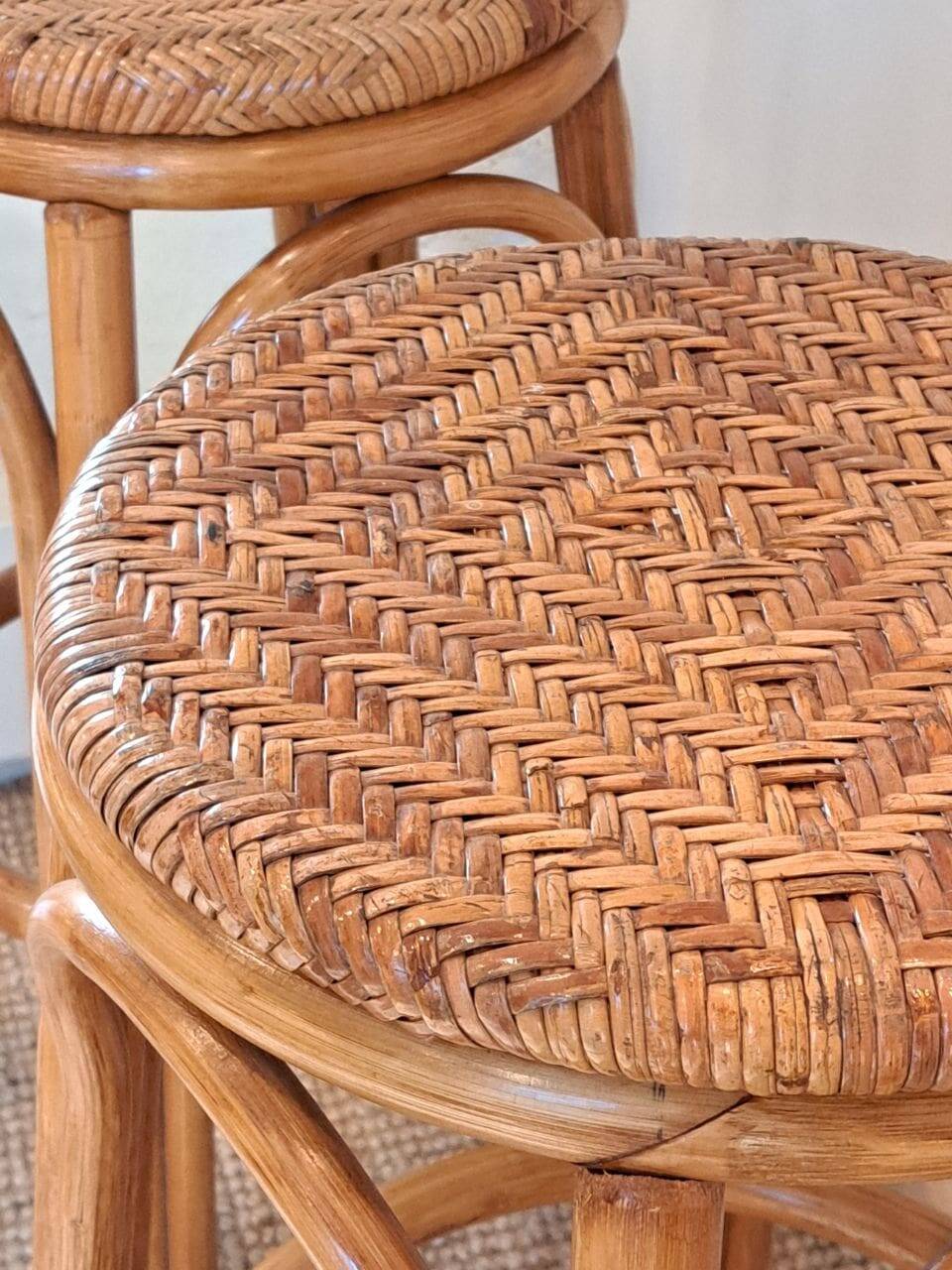 Vintage rattan and wicker bar stools