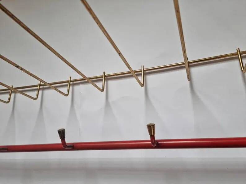 Midcentury Wall Brass Coat Rack, Germany, 1960s