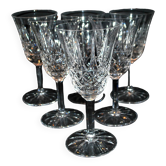 Set of 6 cut crystal water glasses TARN Cristallerie de Saint-Louis diamond tip H17.5