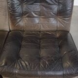 Gray Vintage Leather Modular Design Sofa 2 Elements