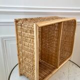 Rattan and light bamboo shelf 60s-70s