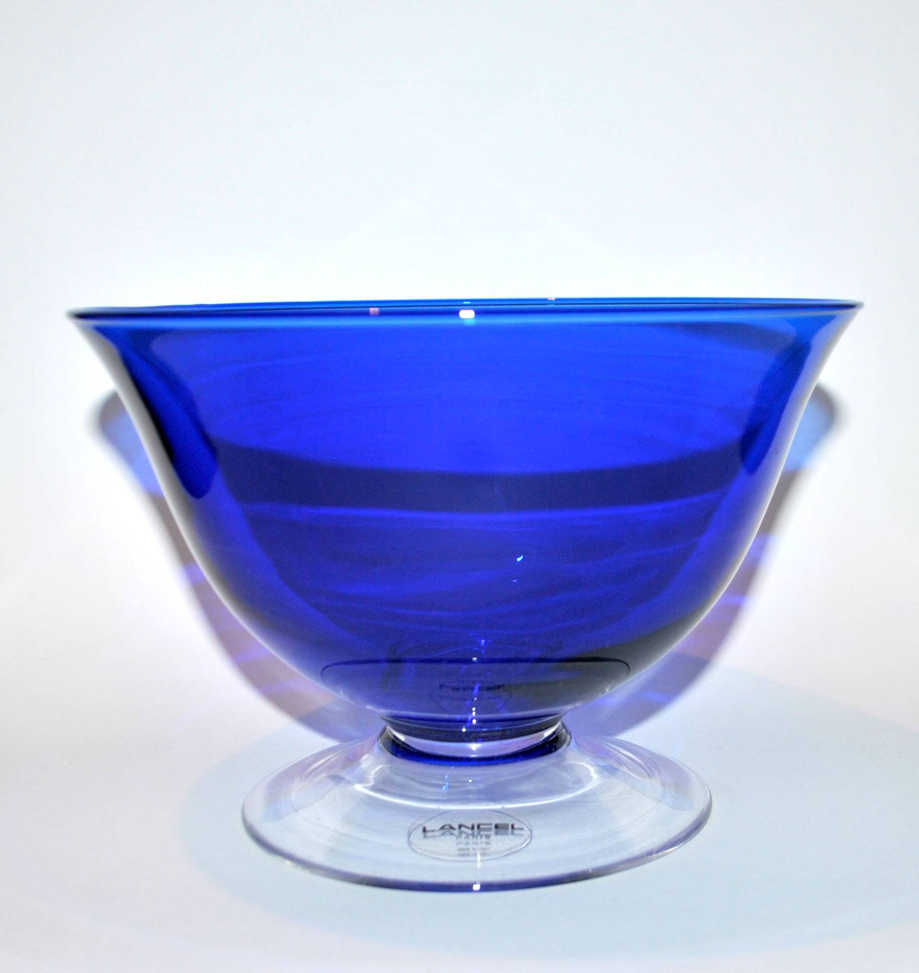 Vintage blue crystal salad bowl from the lancel paris brand