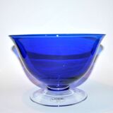 Vintage blue crystal salad bowl from the lancel paris brand