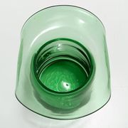 Vase cylindrique en verre soufflé à la main vert, Empoli, Italie