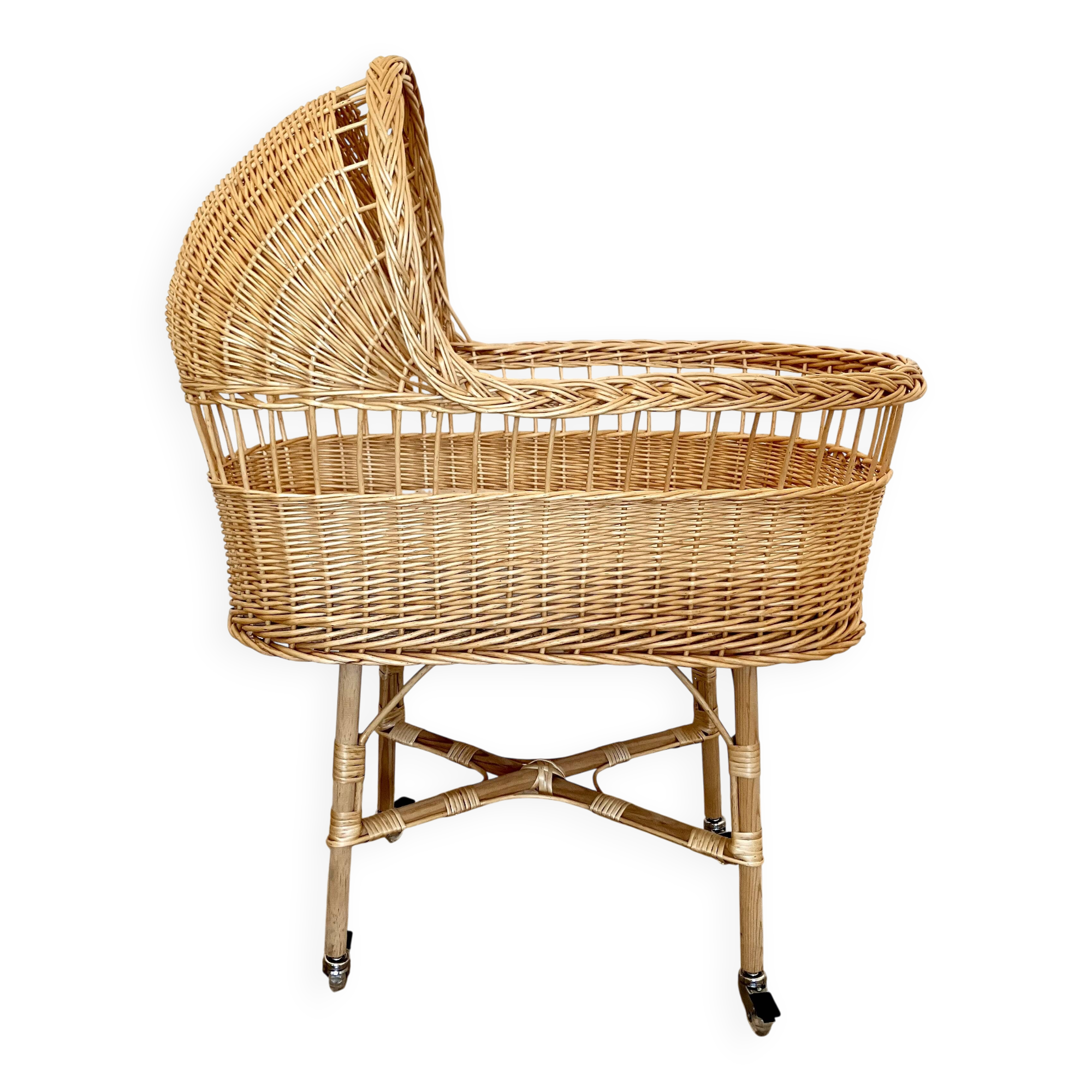 Hand-woven rattan cradle