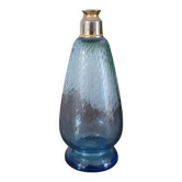 Petit flacon bleu en verre torsadé