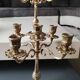 Pair of vintage candlesticks/candelabras. In golden patinated brass. 60s/70s. Art Nouveau style. Chiseled Floral/Deciduous patterns
