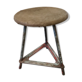 Tabouret industriel en métal et bois