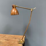 Industria Rotterdam clamp lamp made of brass and copper from the 1930s