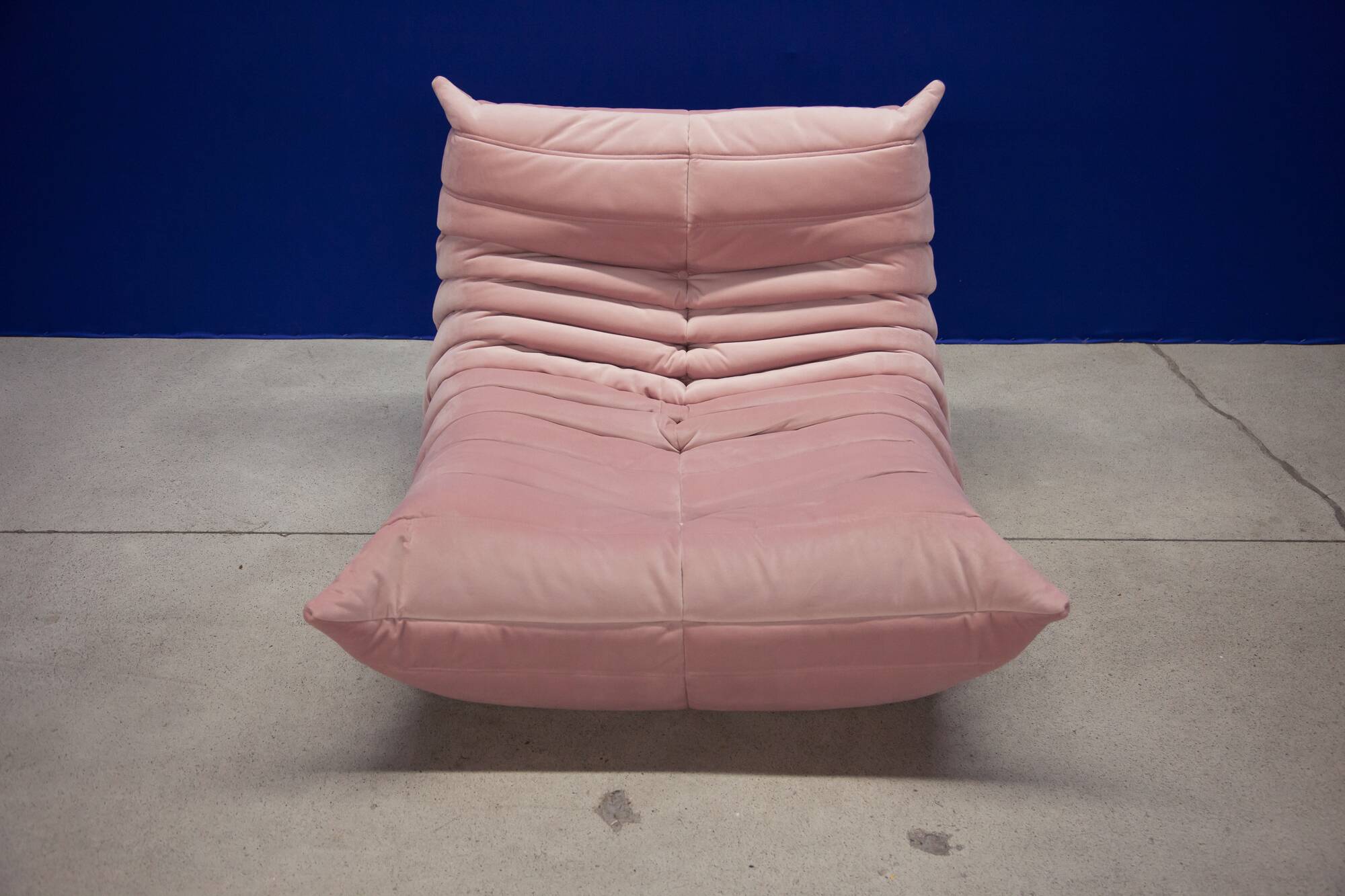 Togo Armchair and Pouf in Pearl Pink  Velvet