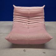 Togo Armchair and Pouf in Pearl Pink  Velvet