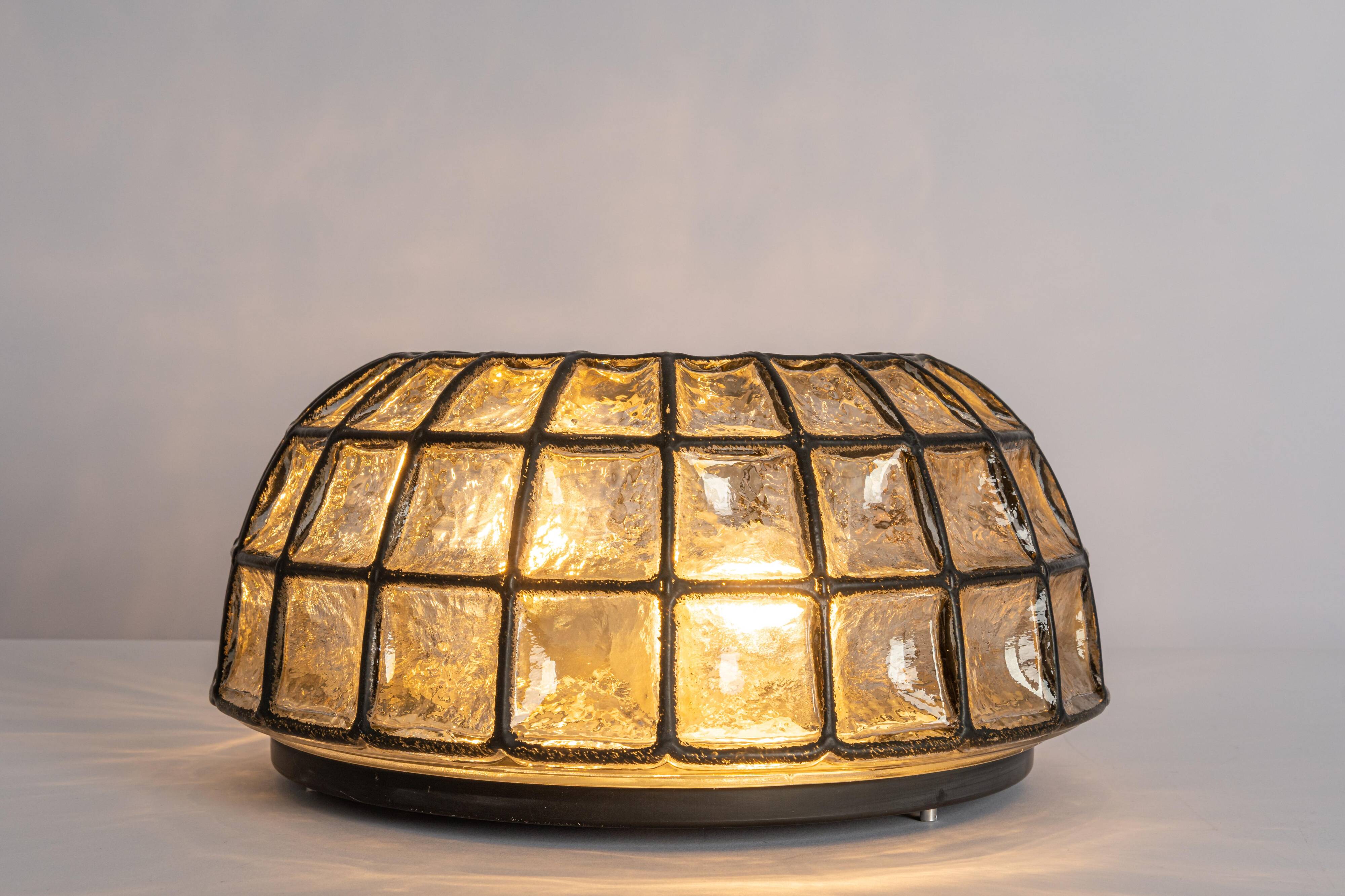 Ceiling lights in iron and clear glass by Limburg, Germany, 1960s.