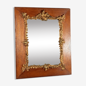 Mirror frame old wood gilded stucco style Louis XV
