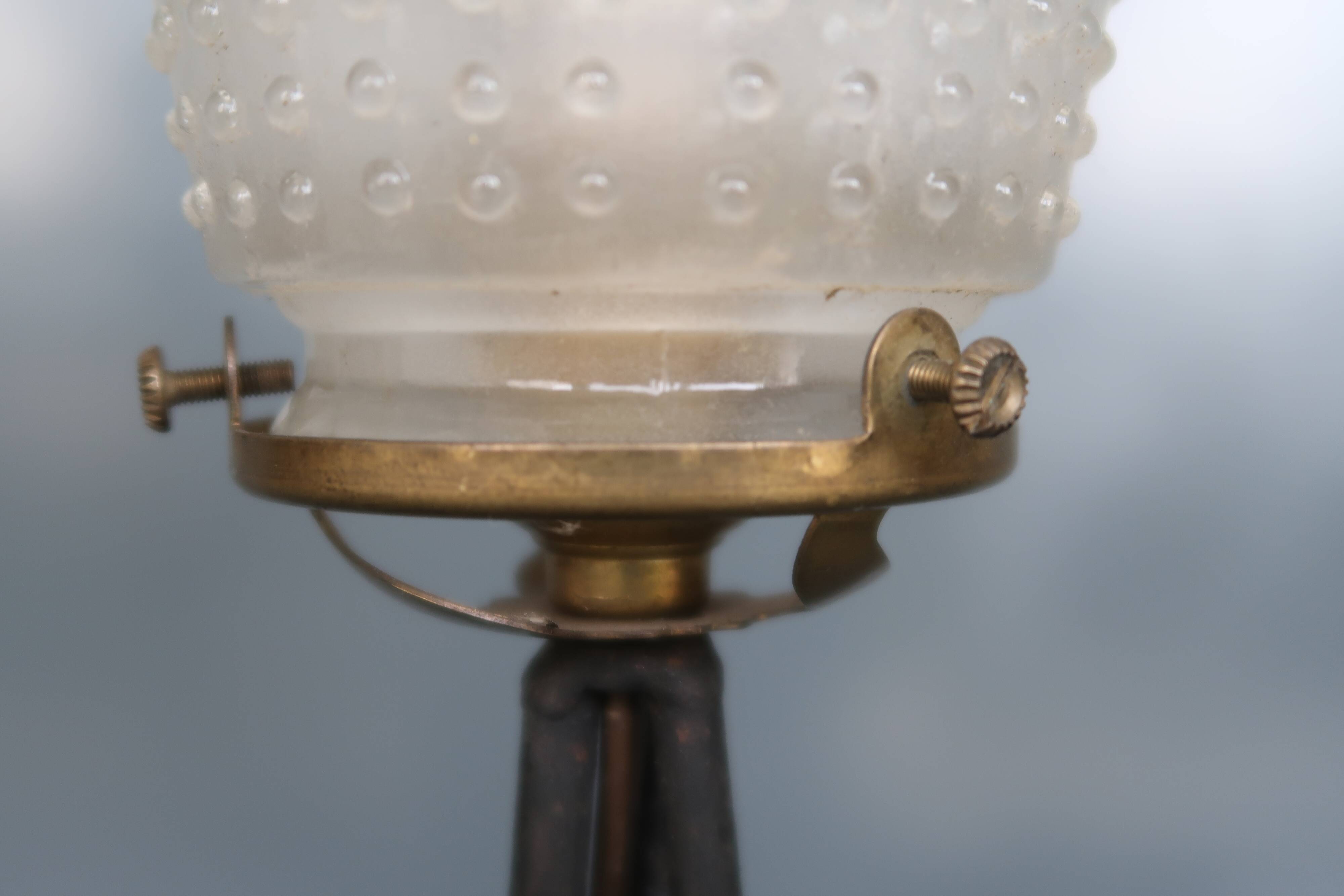 Art Deco lamp from the 1930s in metal and glass.