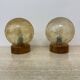 Set of 2 glass and wood table lamps , 1980s