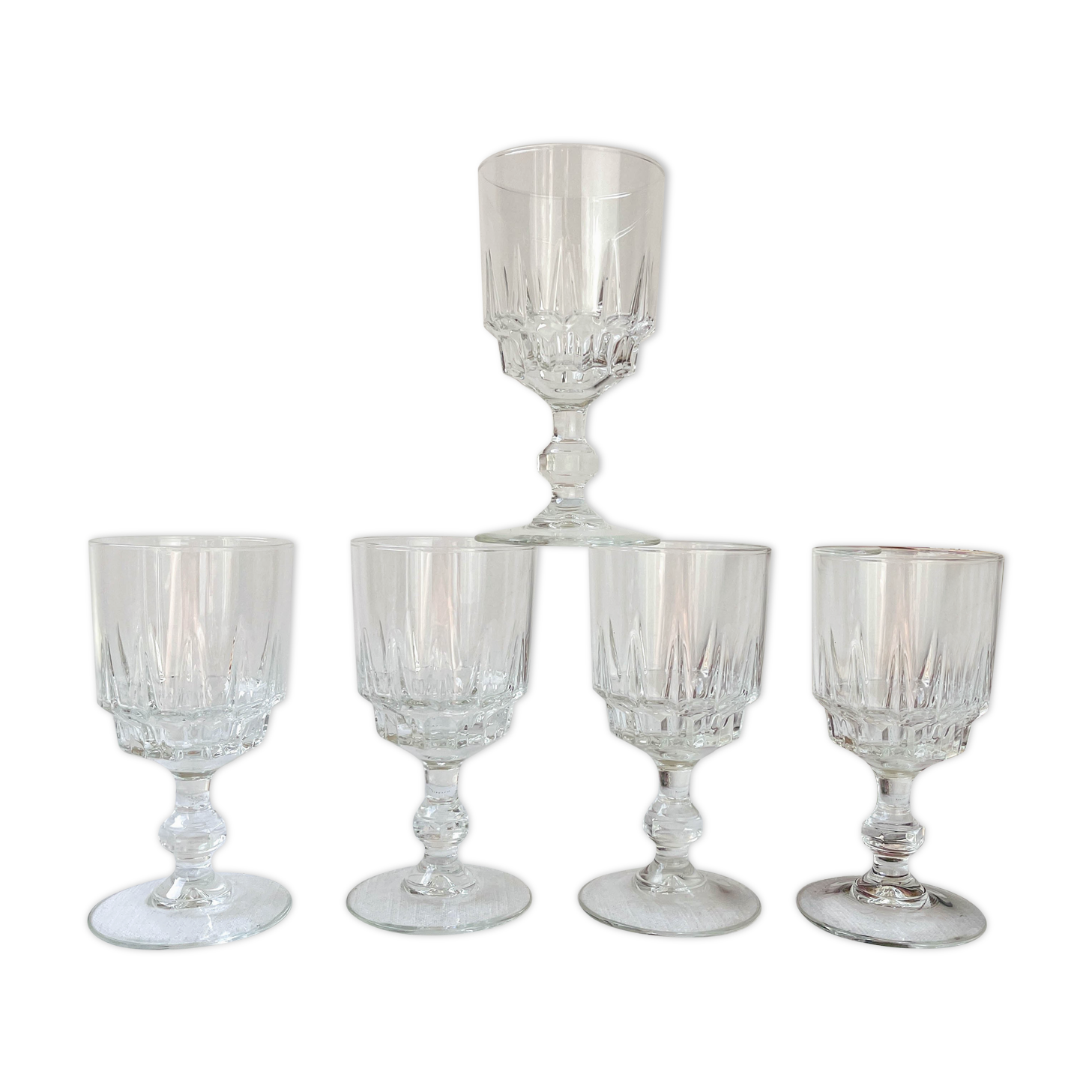 5 water glasses luminarc model lance, 1970 made in france