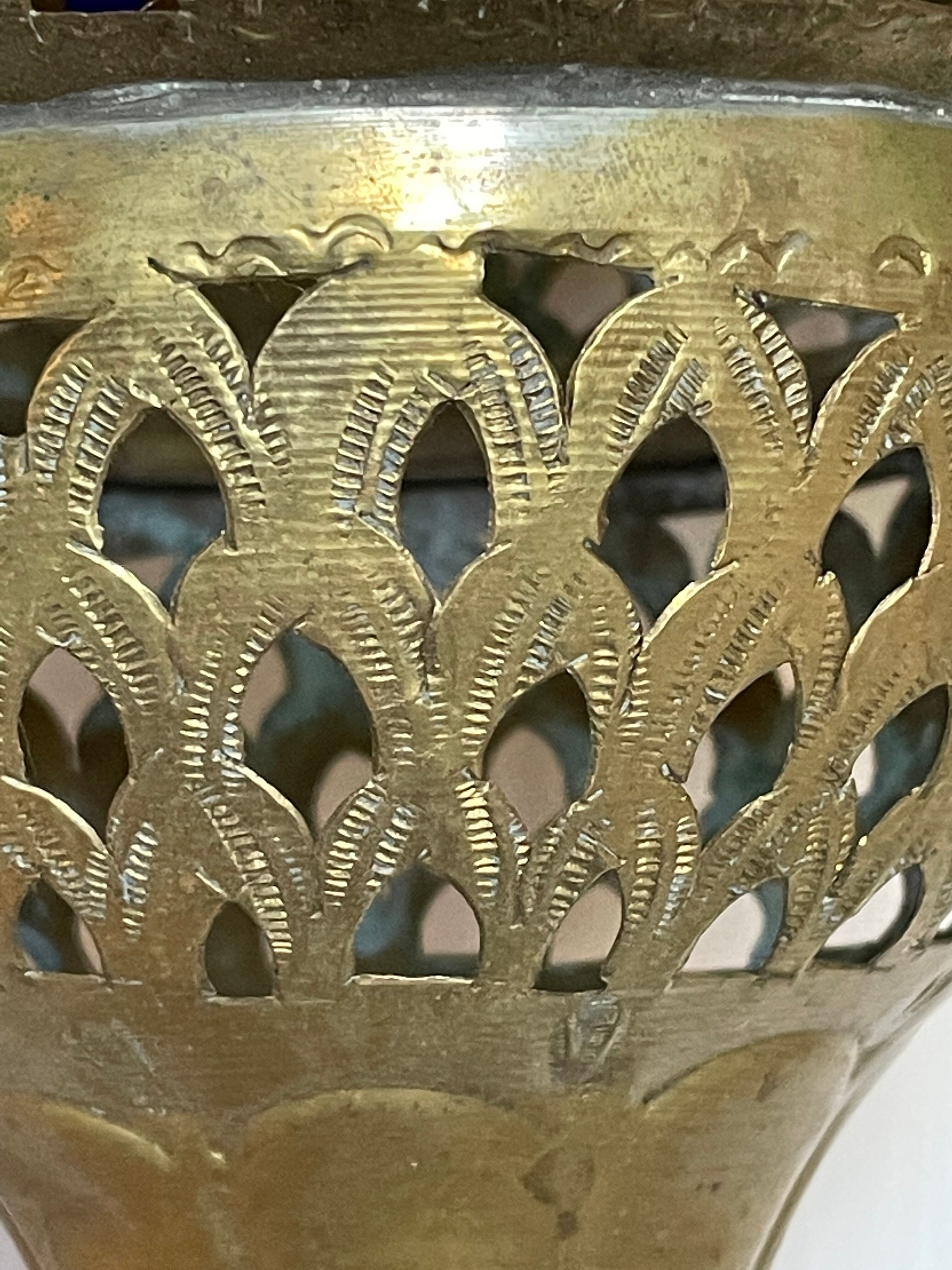 Old vintage oriental lantern pendant lamp in brass