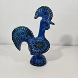 coq en céramique émaillée bleu par Aldo Londi pour Bitossi