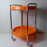 Serving table with vintage wheels