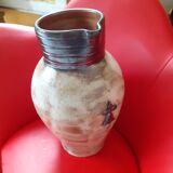 Large sandstone pitcher, Hermine décor Signed A.R.M.