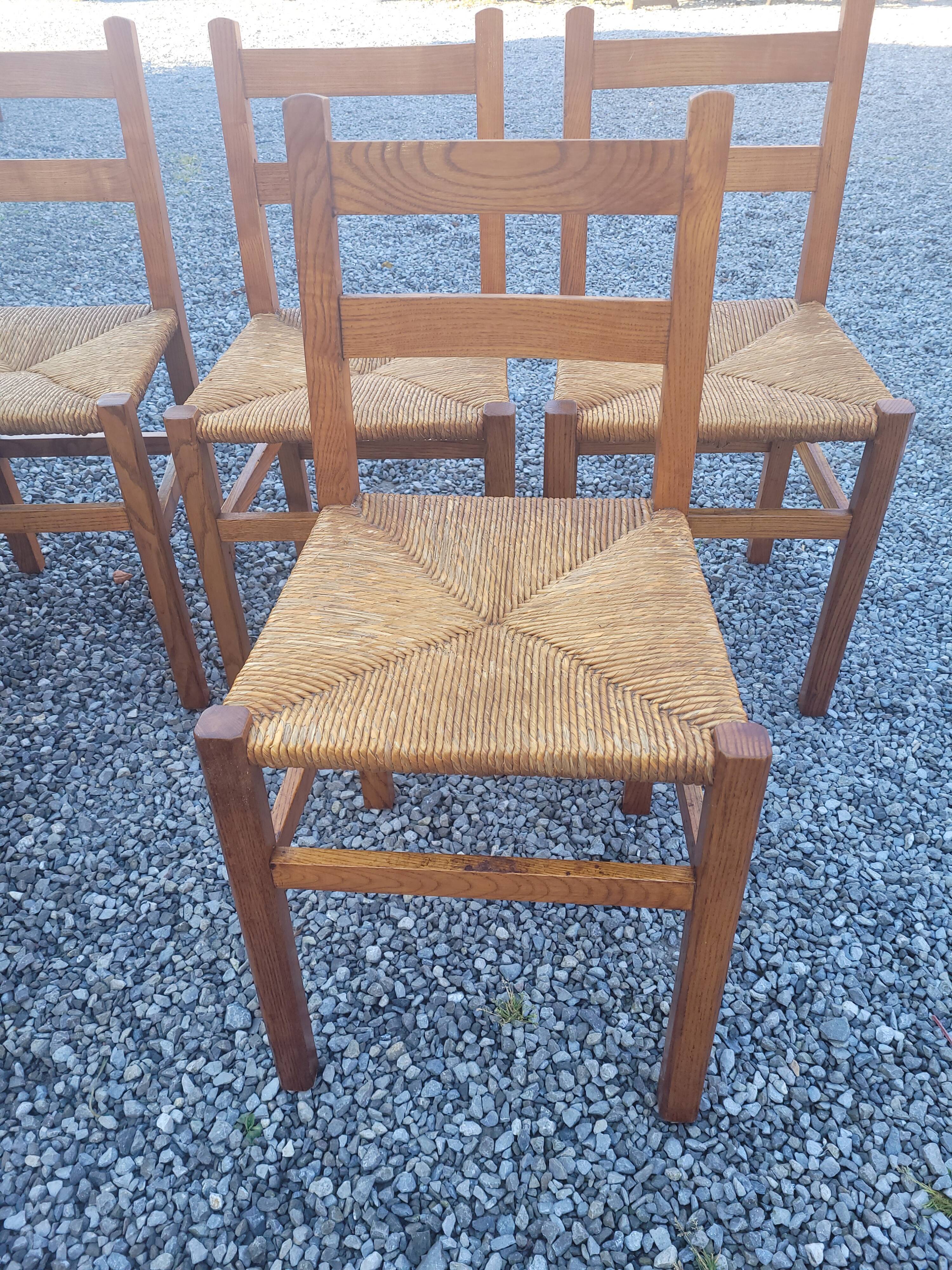 6 rustic oak chairs