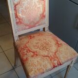 Set of 6 chairs sober wooden with fabric of Louis XVI style