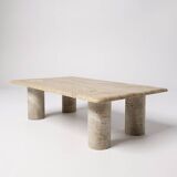 Travertine coffee table signed by Angelo Mangiarotti for Up&Up - 1970