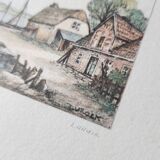 Vintage 3x Ludwig Urack Small German River Scene & Boats Art Prints