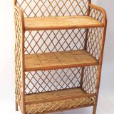 Rattan cross-braced bookcase shelf