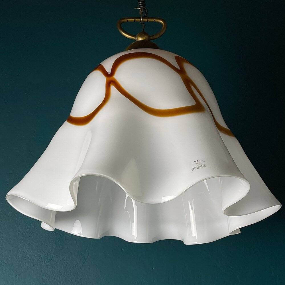Vintage pendant lamp in wallpaper made of Murano glass from Vetri Murano, Italy, 1970s.