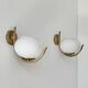 Pair of vintage wall sconces, brass and opaline, France, 1970.