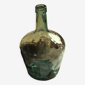 Bubble hammered green glass carboy