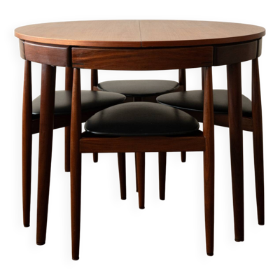 Ensemble de salle à manger rond en teck de style mid-century par Hans Olsen pour Frem Røjle, années 1950.