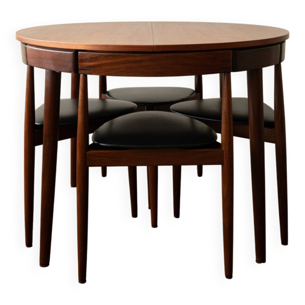 Ensemble de salle à manger rond en teck de style mid-century par Hans Olsen pour Frem Røjle, années 1950.