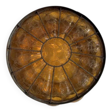 Abat-jour en verre craquelé ambre Seguso Murano, années 1950-60