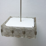 Vintage Glass and Chromed Steel Pendant Lamp by Kamenický Šenov, 1970s