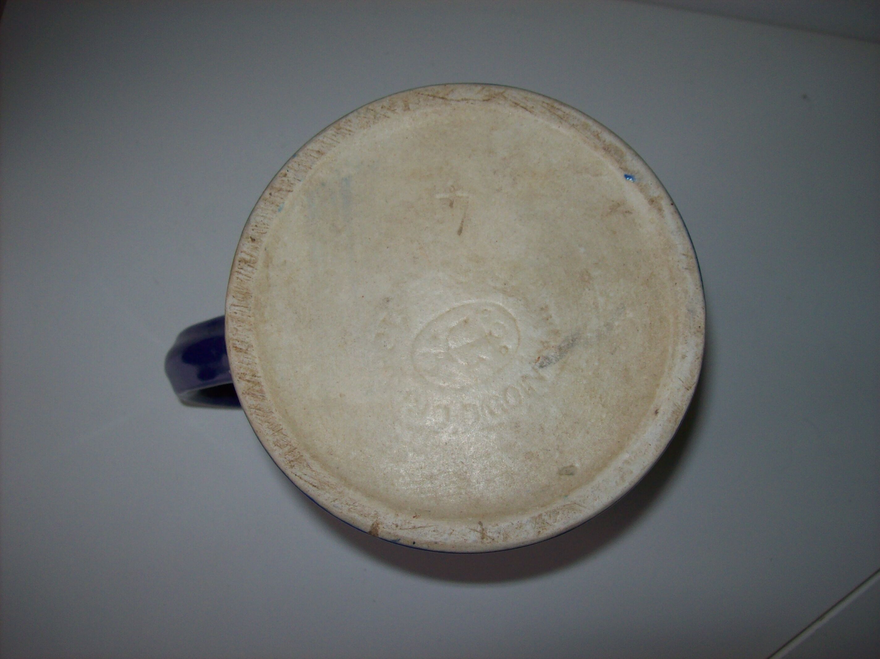 Old blue ceramic Digoin pitcher