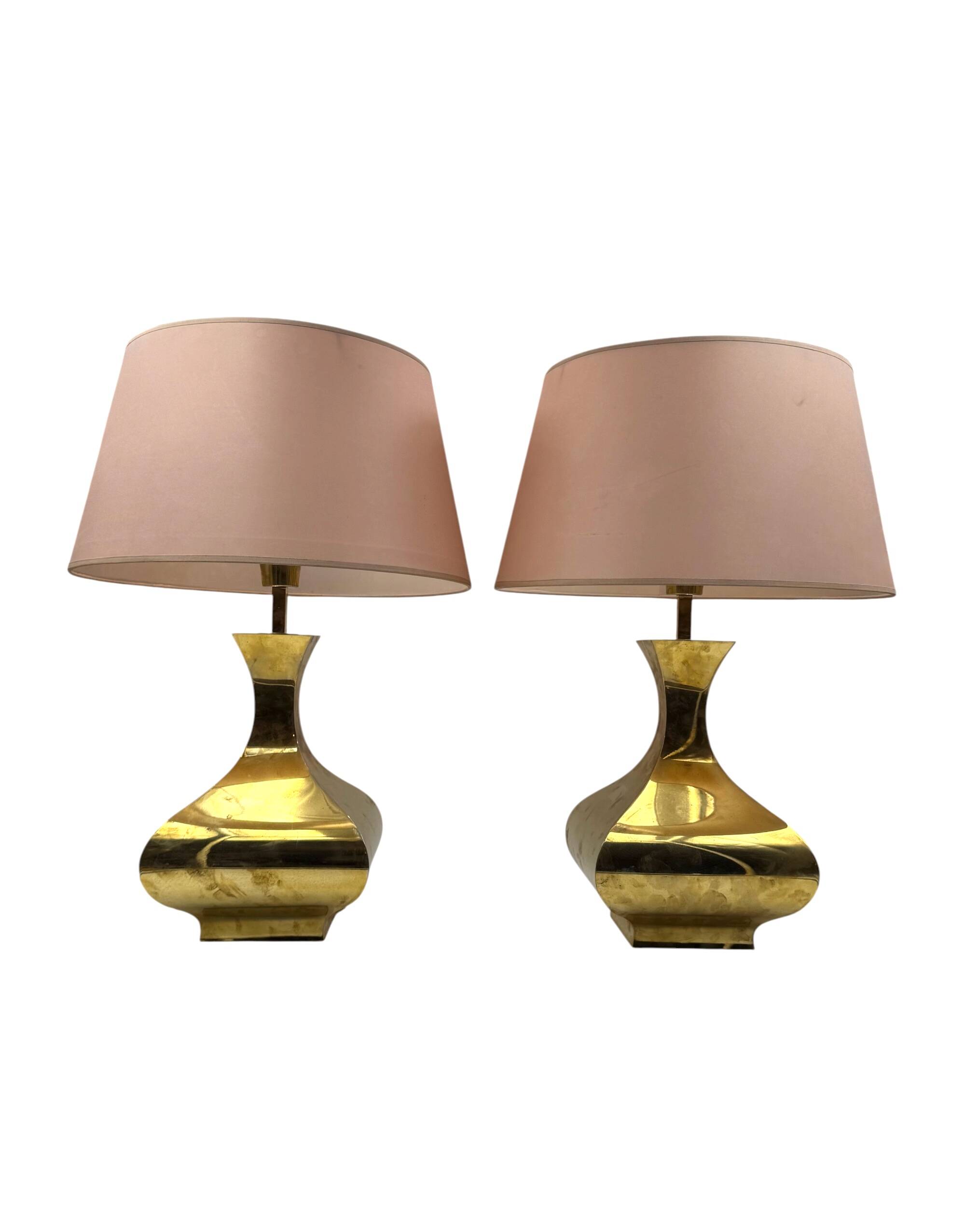 Hollywood regency set of 2 table lamps mod. Piramide, High Society Italy 70