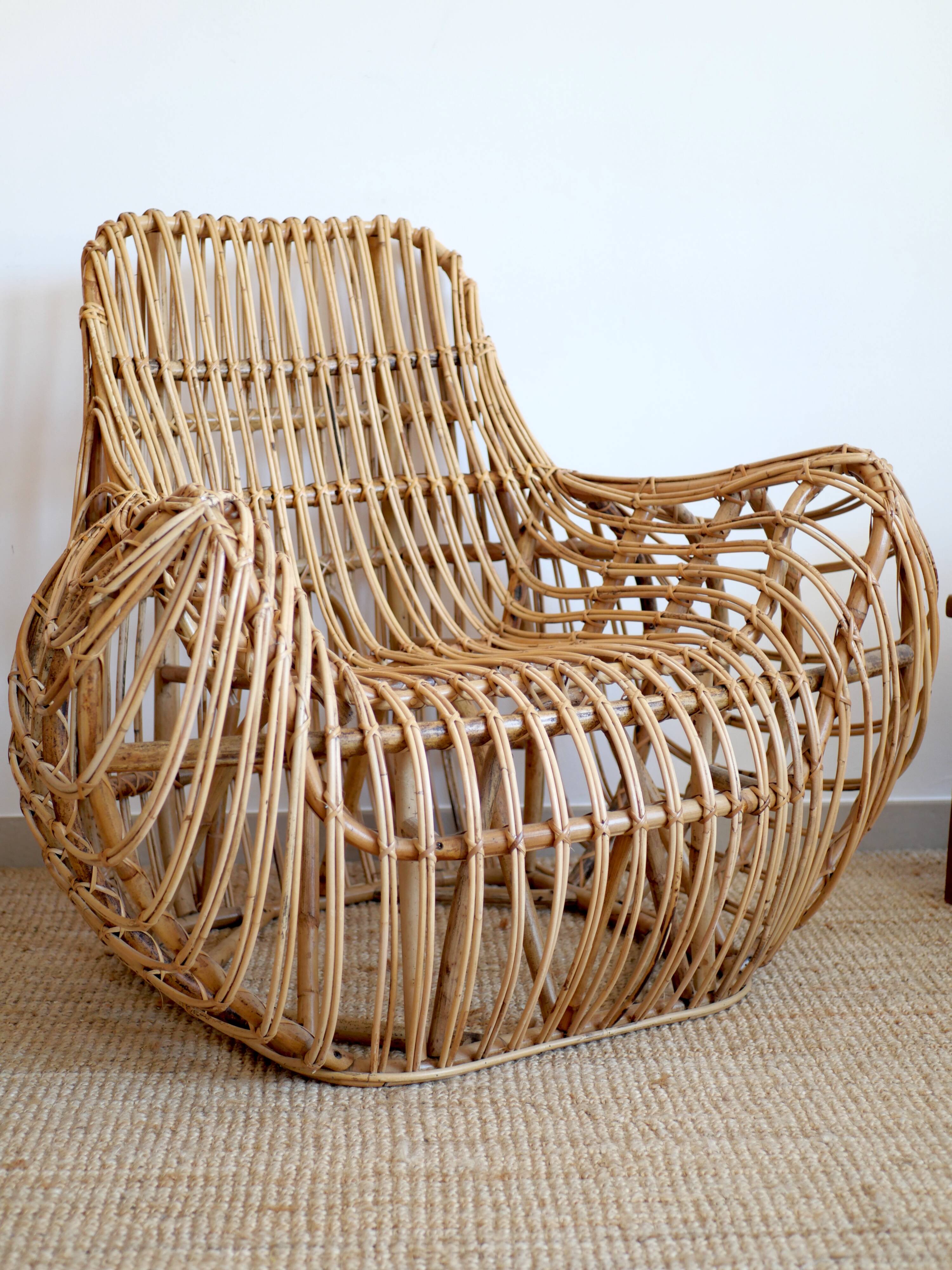 Designer rattan armchair