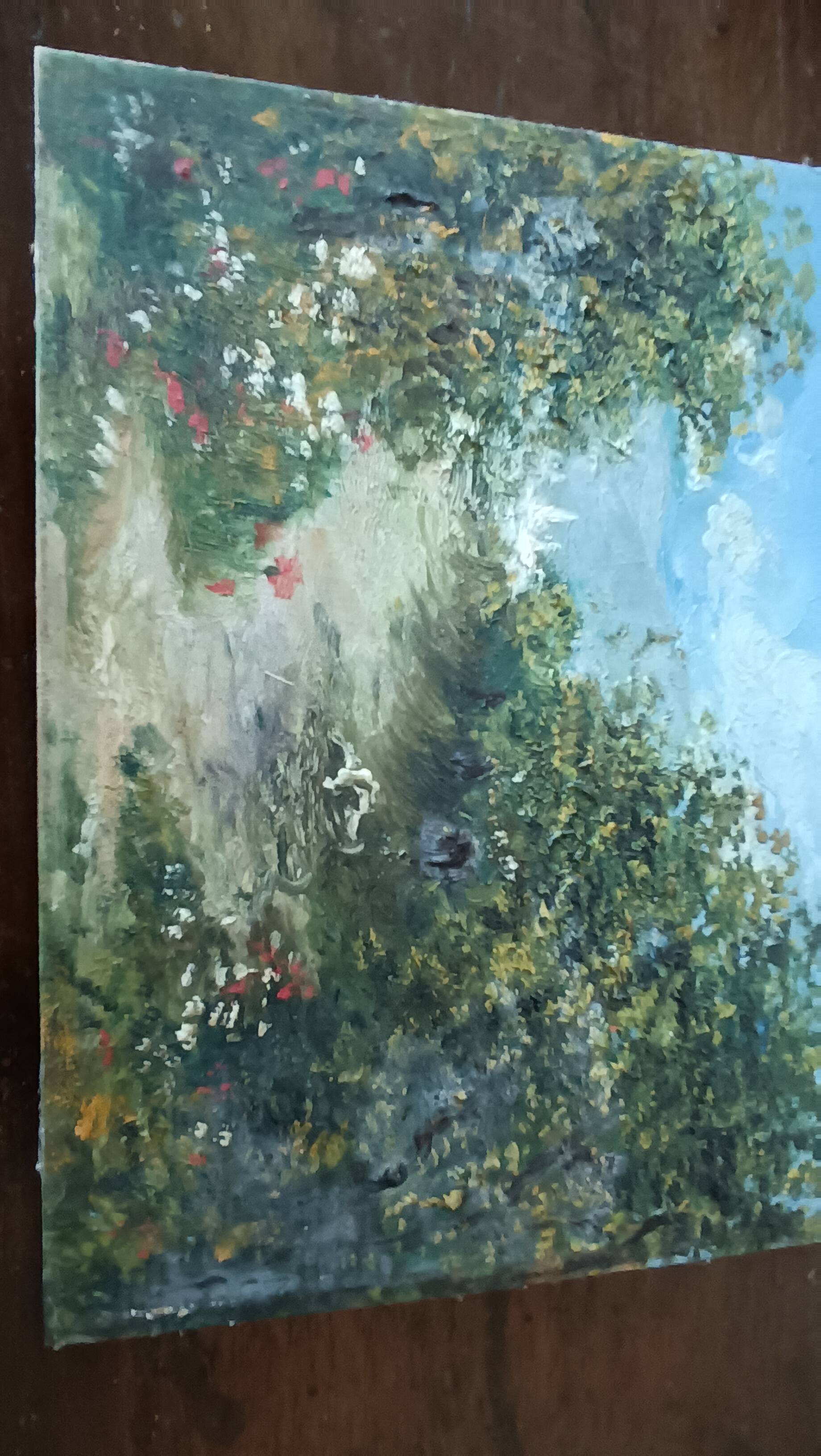 Late 19th century painting on panel of rural landscape