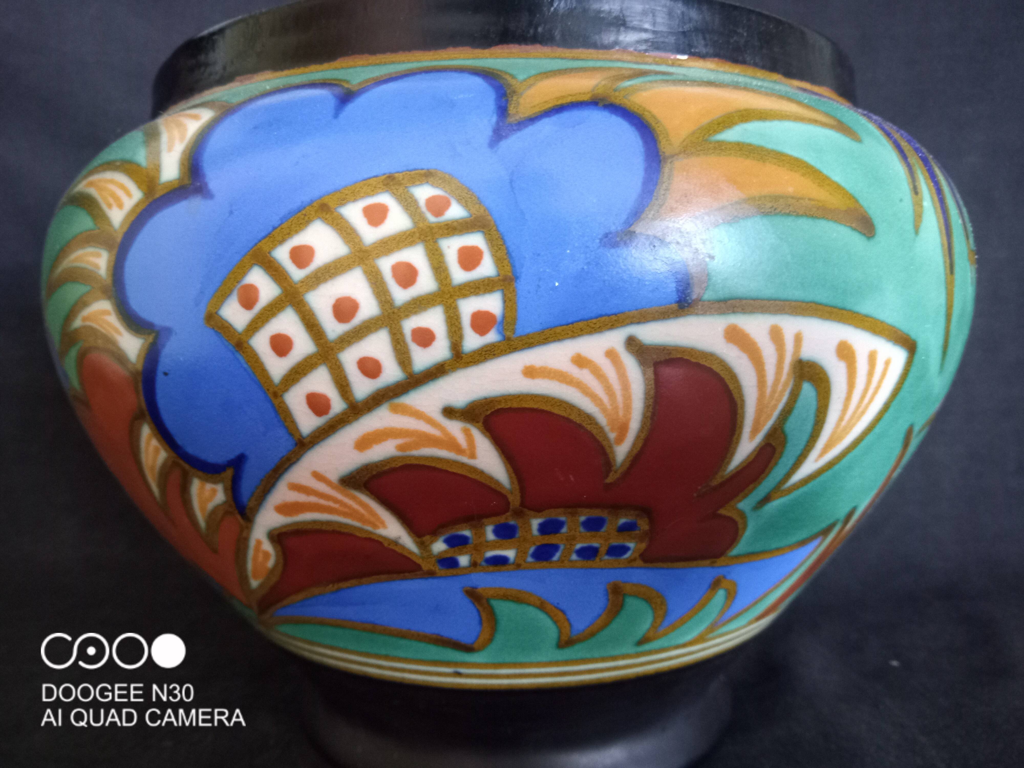 Large Gouda Vase, Art Deco geometric patterns, 1920s