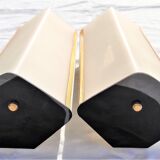 Perspex angle sconces and white lacquered metal with double lamp 1 pair