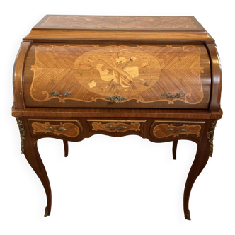 Louis XV style inlaid cylinder desk