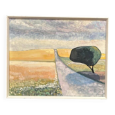 Large Original Swedish Oil on Canvas – “The Road over the Hill” by Ryno Bolmgren – Signed – Vintage & Framed
