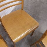 Danish ensemble transformable table 114 cm / 154 + 4 modernist chairs from the 1970s