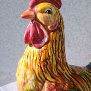Porte-cigarettes - Pot à cigares - Statuette Coq - céramique émaillé