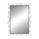 Rectangular mirror from the 1970s with brass surround