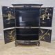 Vintage Chinese black lacquer cabinet soapstone, mother-of-pearl bohemia
